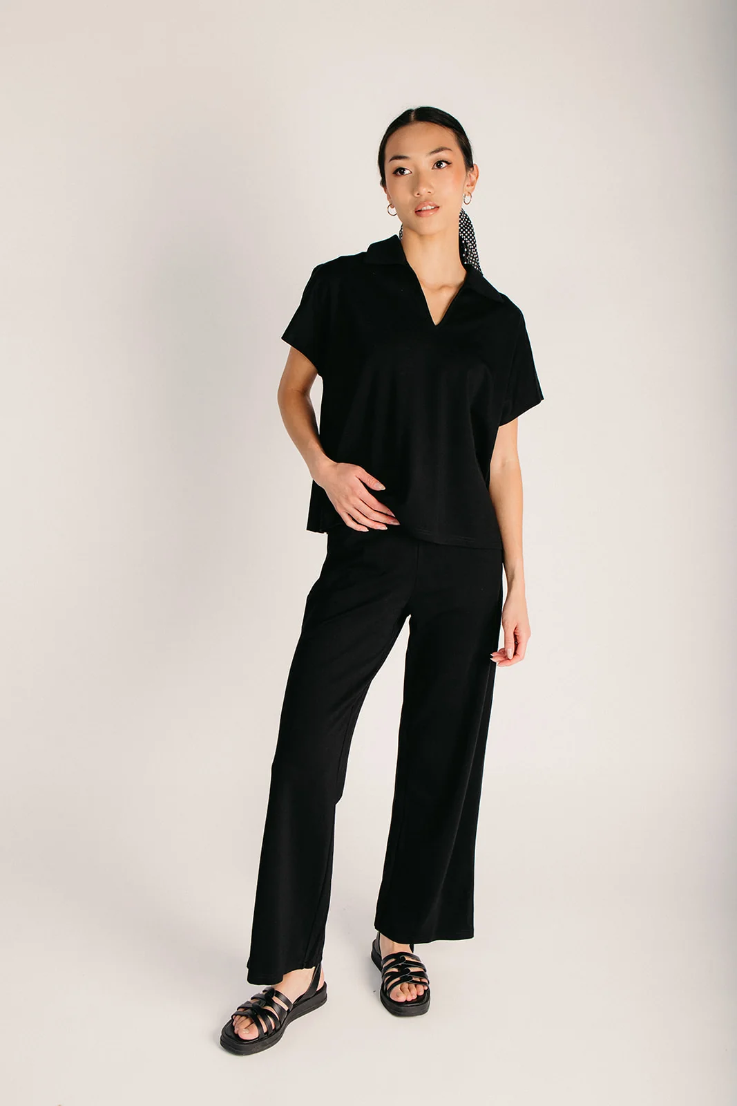 The Stanfield Wide Leg Knit Pant in Black - Image 3