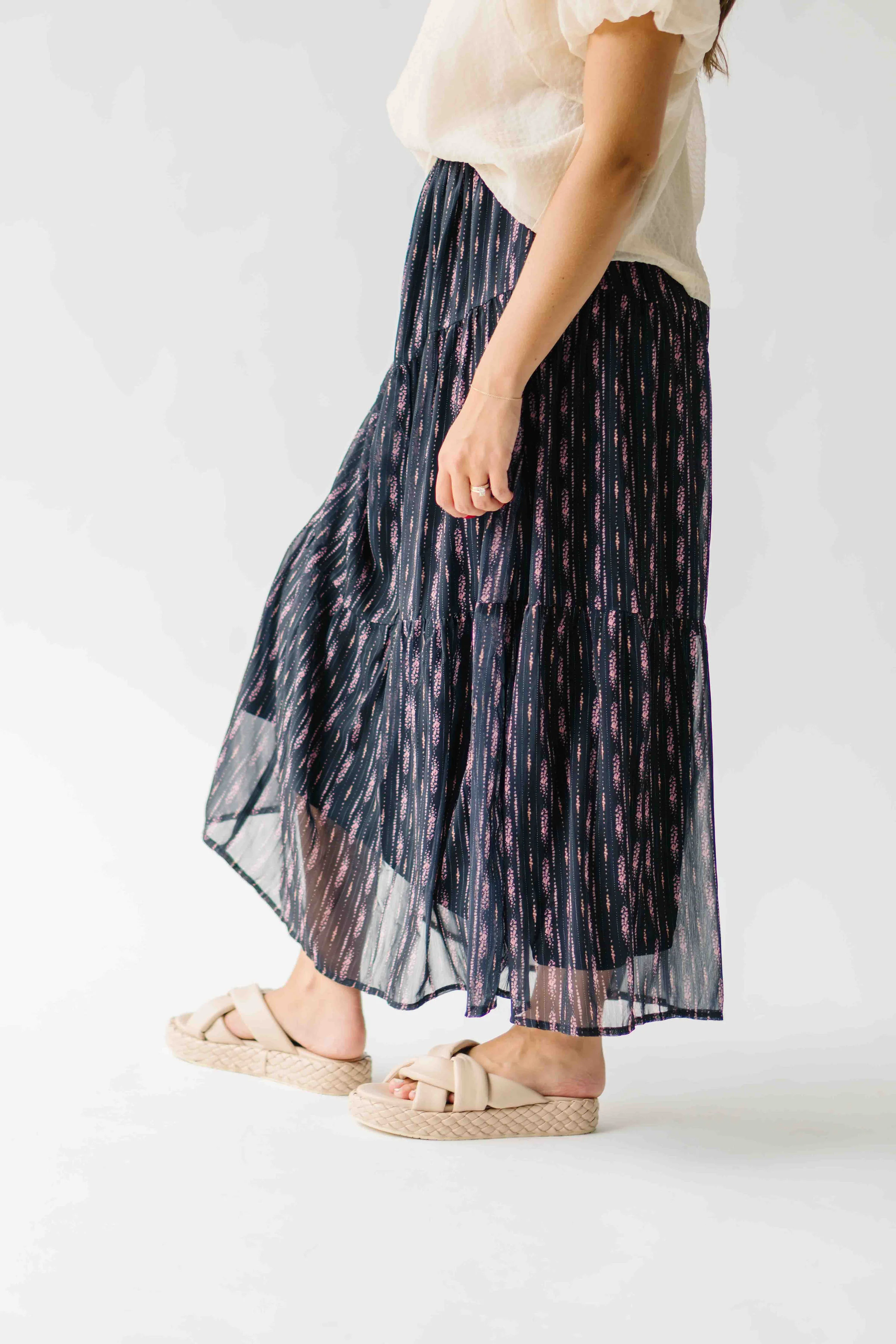 The Starley Tiered Maxi Skirt in Black Multi - Image 3