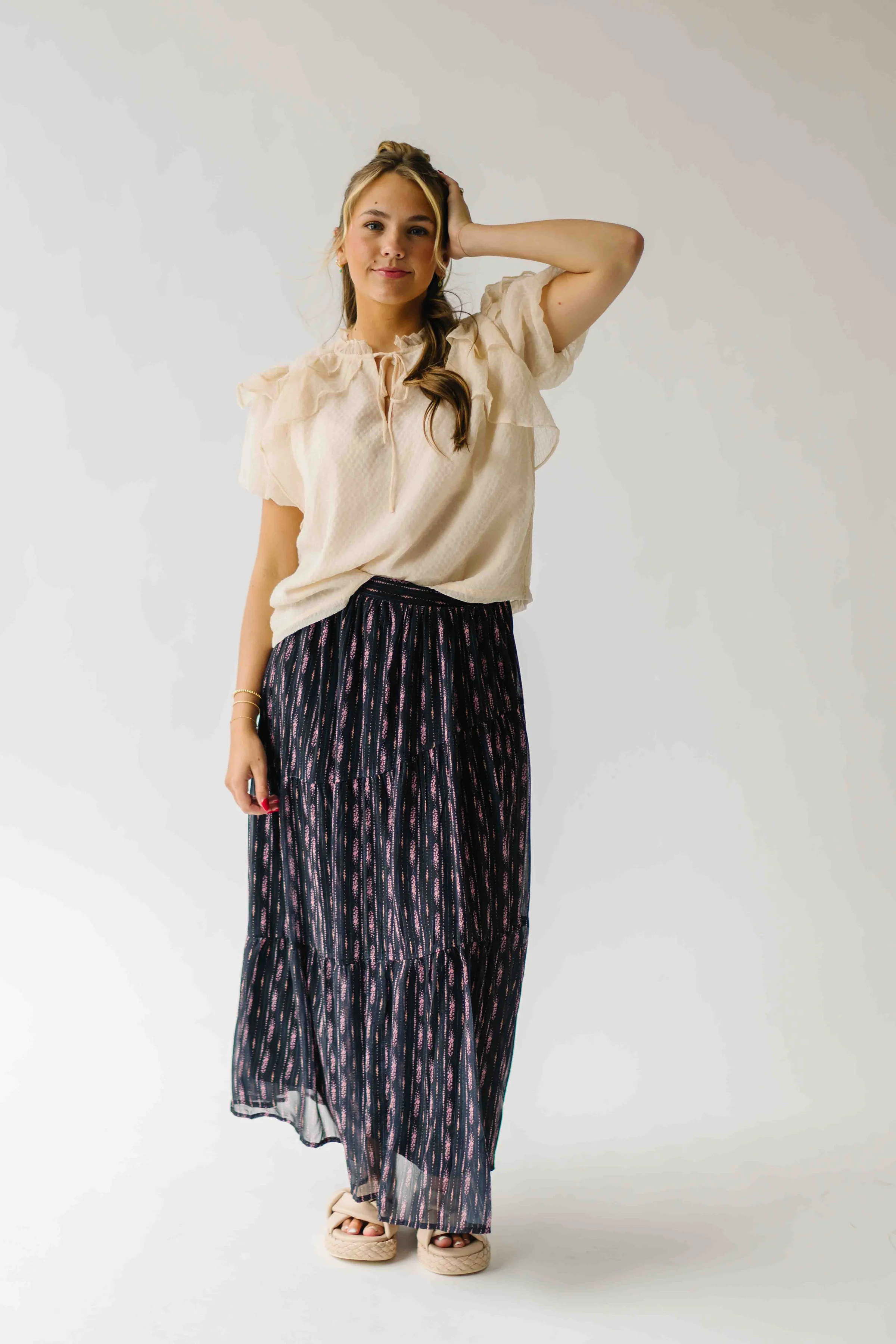 The Starley Tiered Maxi Skirt in Black Multi - Image 4