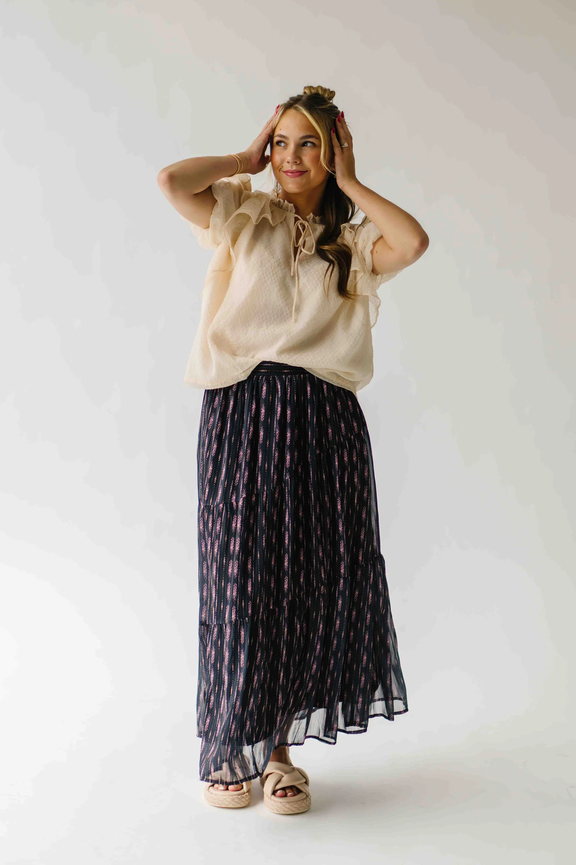 The Starley Tiered Maxi Skirt in Black Multi - Image 7