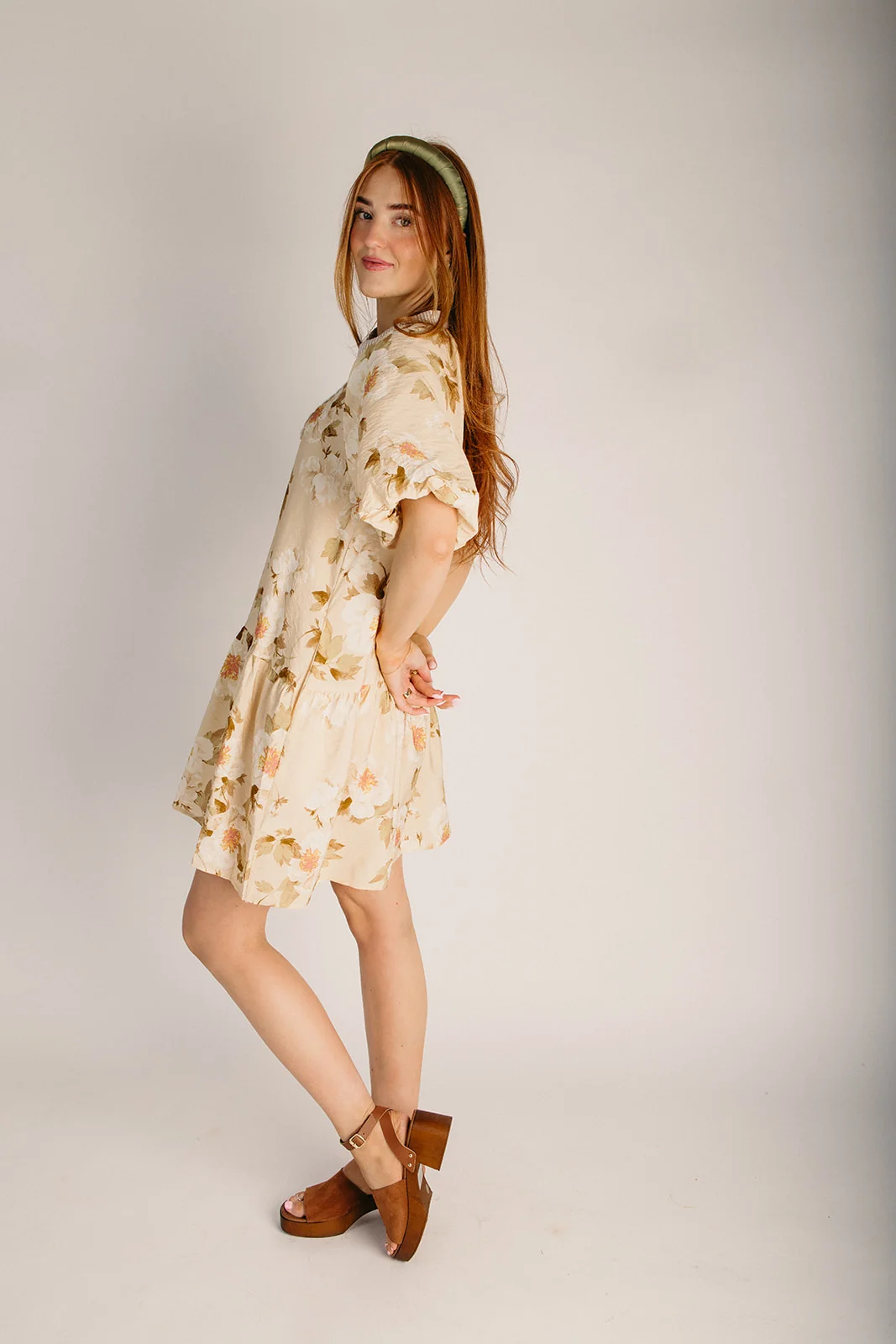 The Stinard Tiered Floral Dress in Eggnog - Image 3