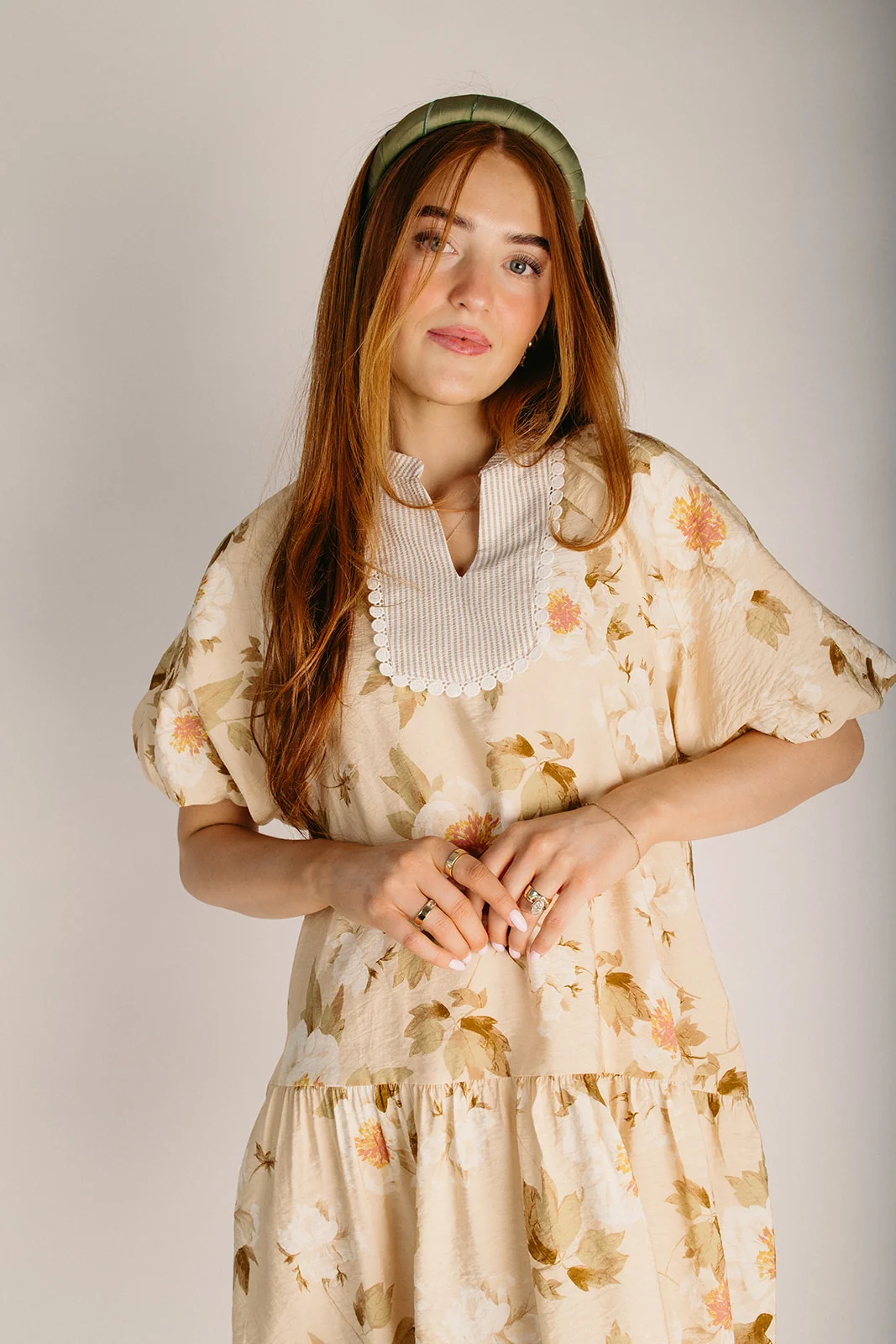 The Stinard Tiered Floral Dress in Eggnog - Image 4