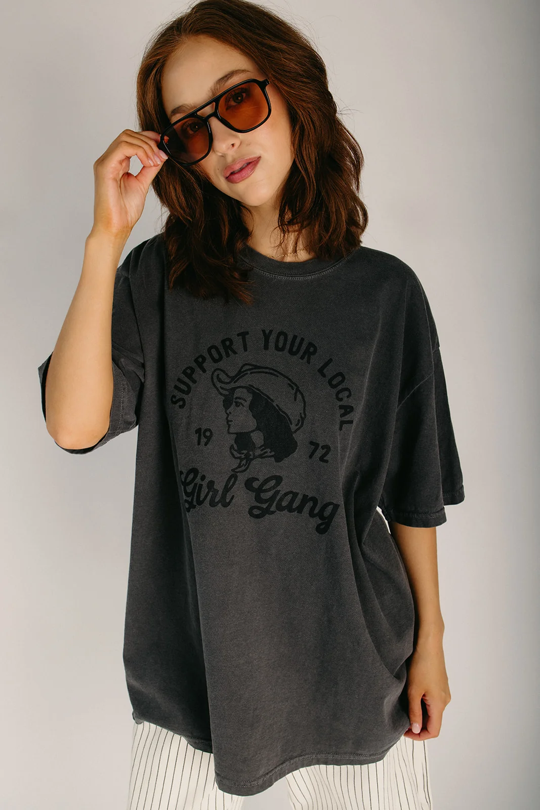 The Support Your Local Girl Gang Oversized Tee in Pepper