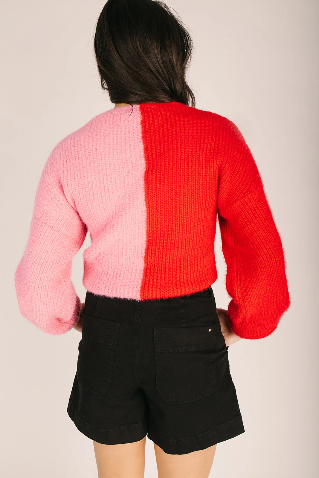 The Tabitha Colorblock Sweater in Red + Pink - Image 5