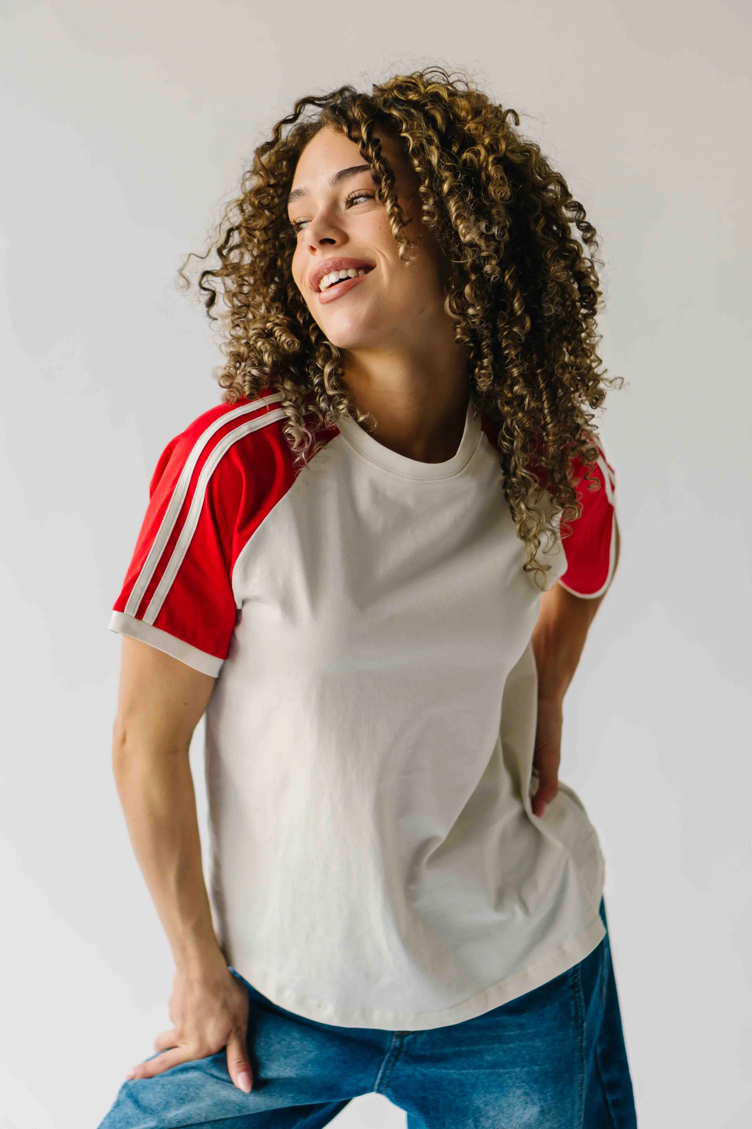 The Talia Shoulder Stripe Tee in Bone - Image 5