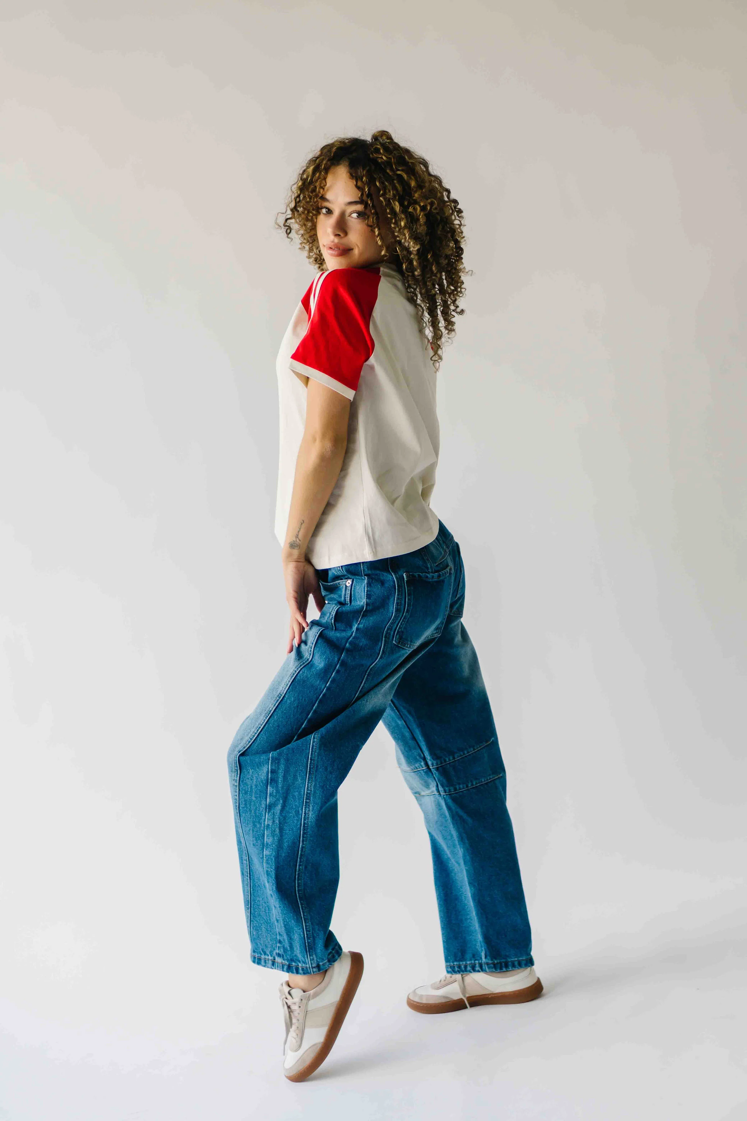 The Talia Shoulder Stripe Tee in Bone - Image 6