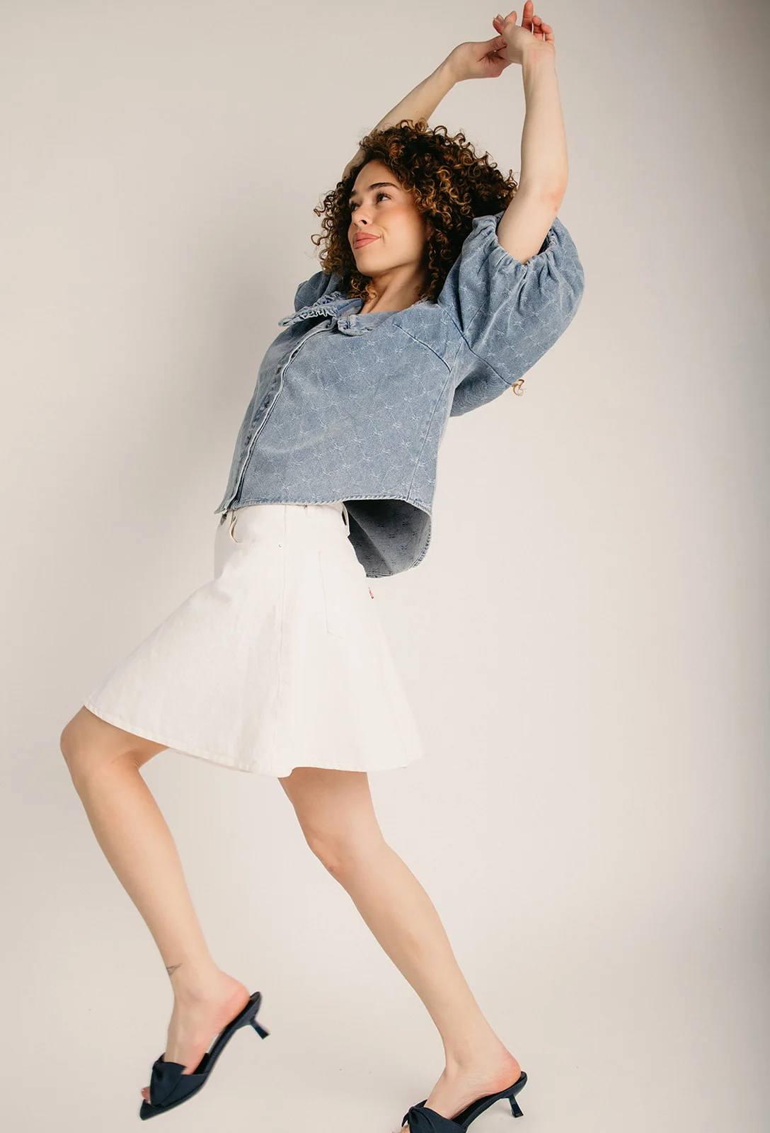 The Taralyn Collared Blouse in Denim - Image 6