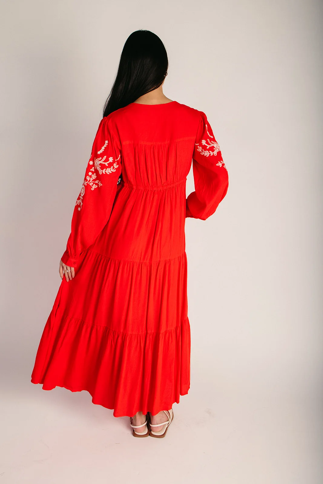 The Tennen Embroidered Maxi Dress in Chili Red - Image 2