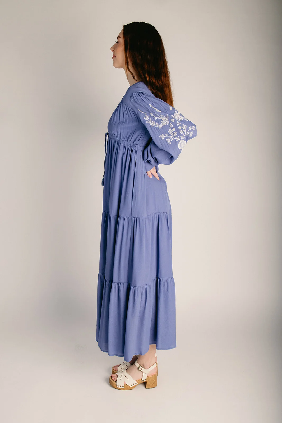 The Tennen Embroidered Maxi Dress in Elemental Blue - Image 5