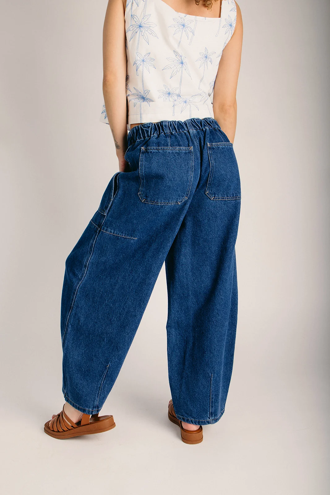 The Thurston Wide Leg Denim Pant in Blue - Image 3