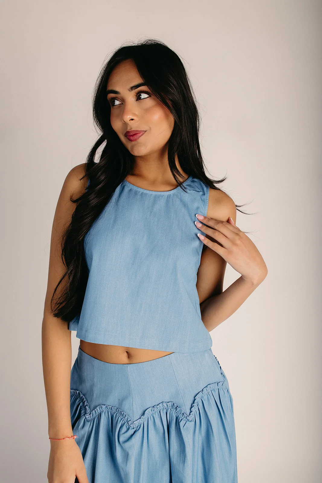 The Tinkham Top + Midi Skirt Set in Deep Blue - Image 3