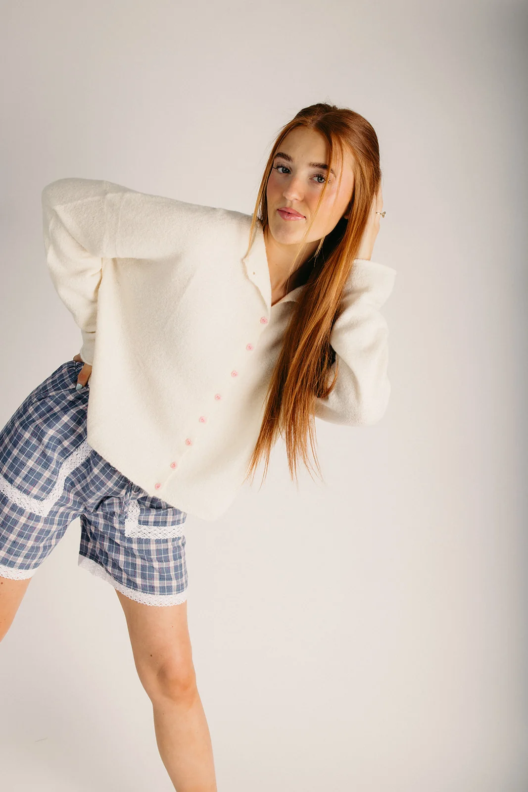 The Toller Heart Button Cardigan in Ivory - Image 3