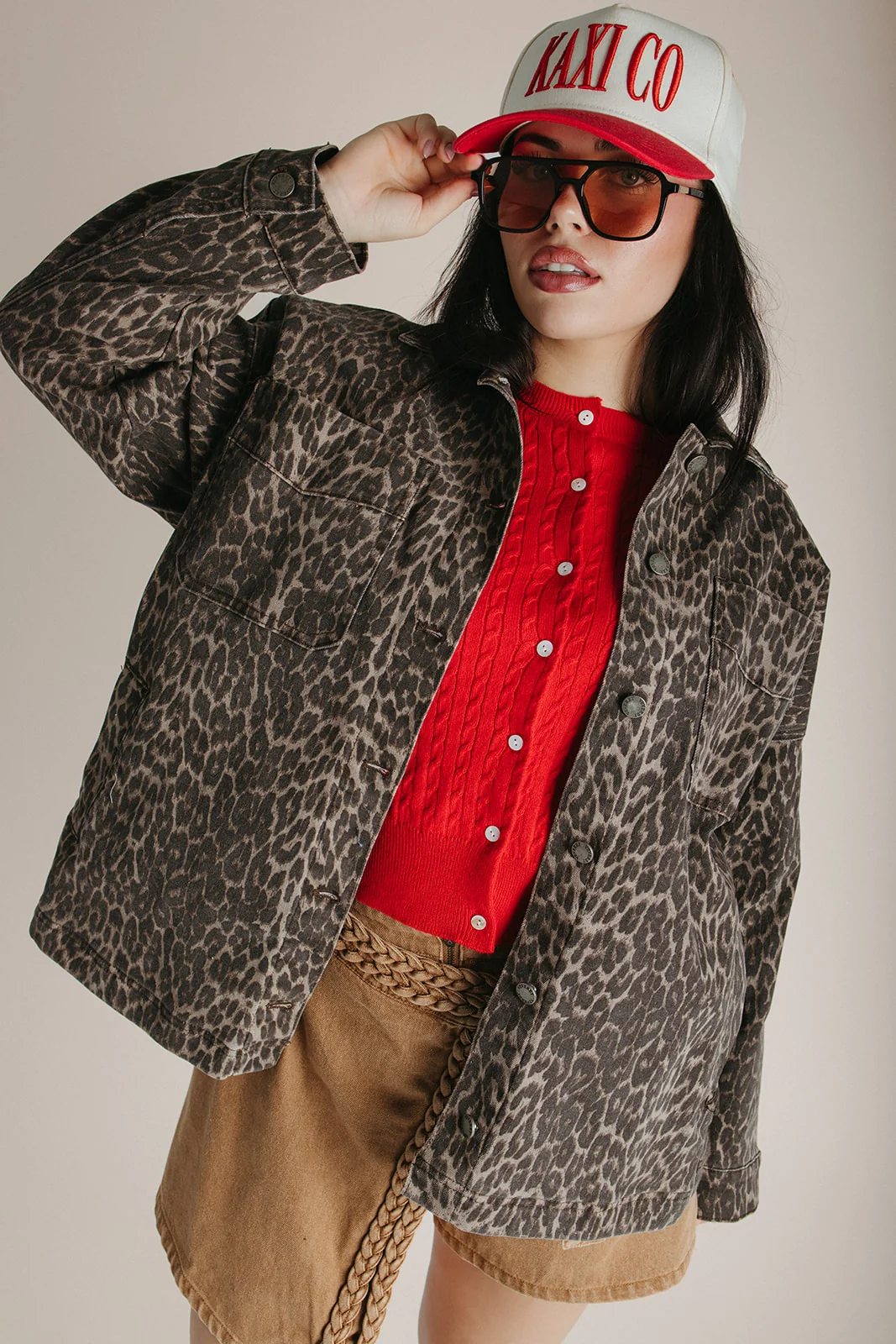 The Tomberlin Cable Knit Cardigan in Red - Image 6
