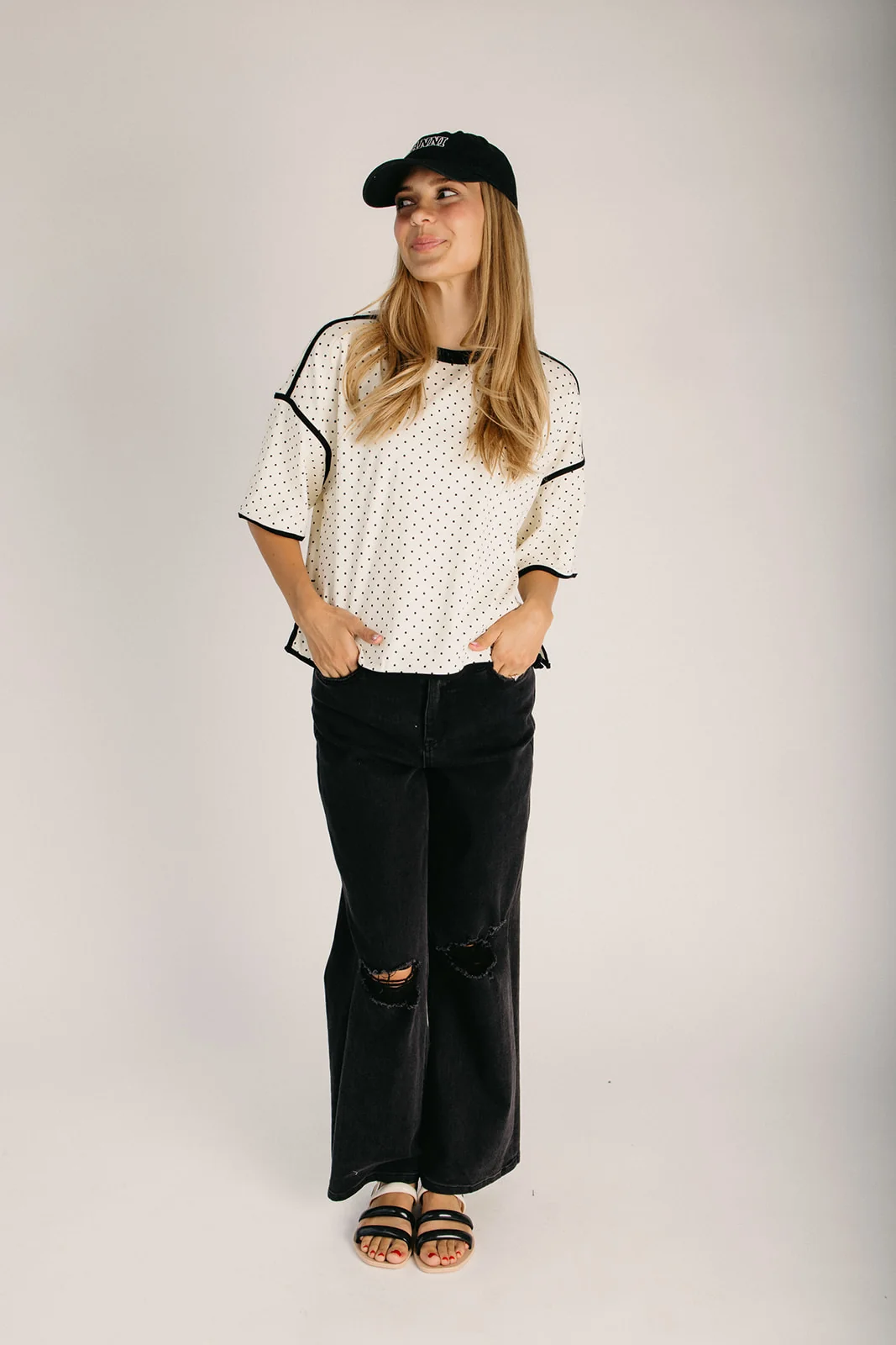 The Vandersteen Polka Dot Contrast Blouse in Cream - Image 3