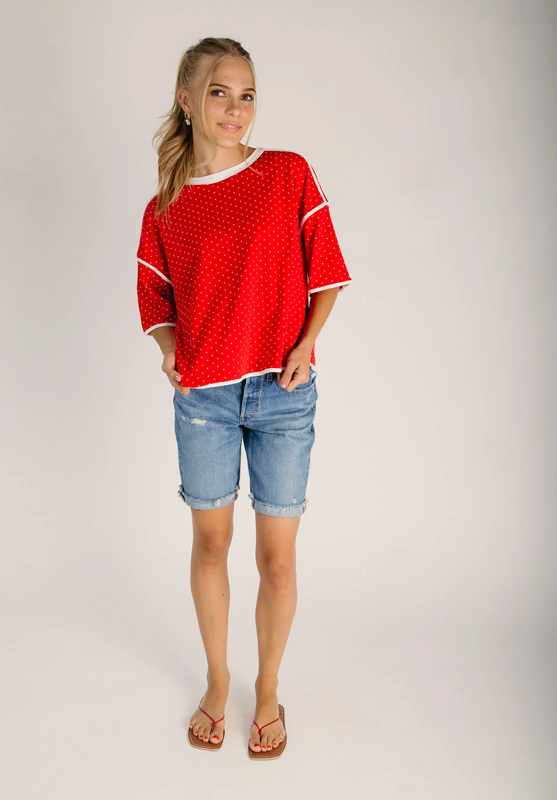 The Vandersteen Polka Dot Contrast Blouse in Red - Image 3