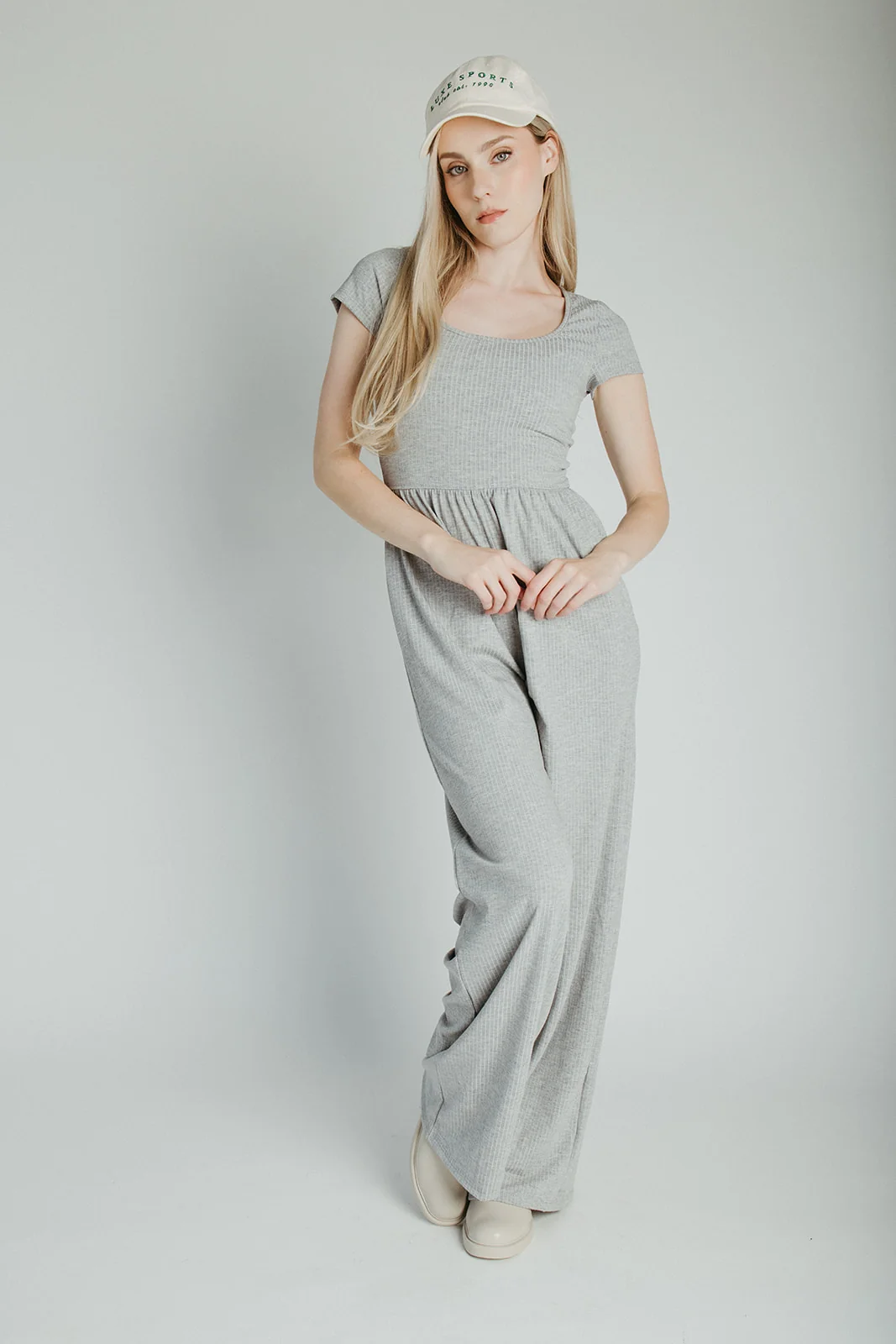 The Vecina Ribbed Jumpsuit in Heather Grey - Image 6