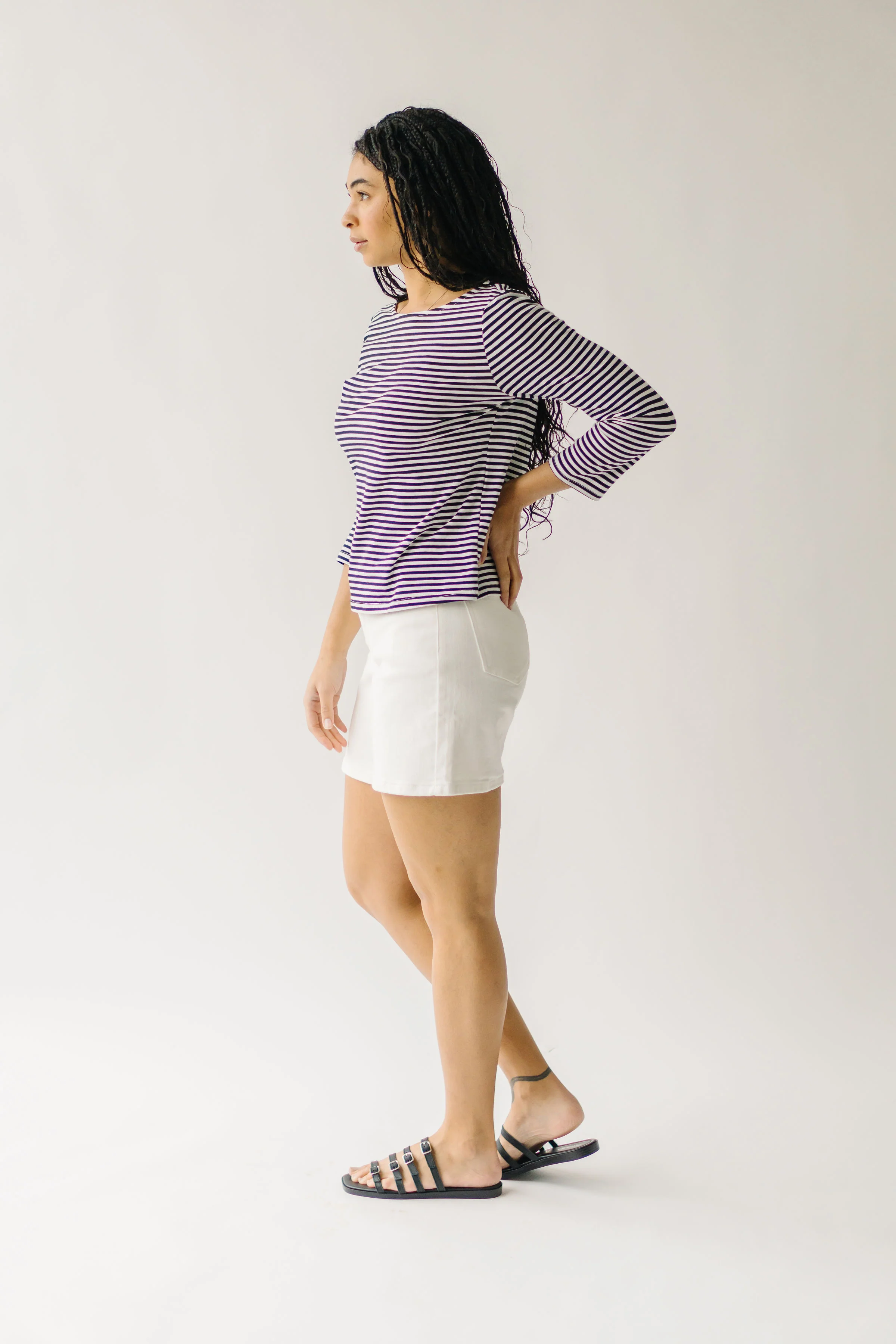 The Wagler Bermuda Mom Short in White Denim - Image 6