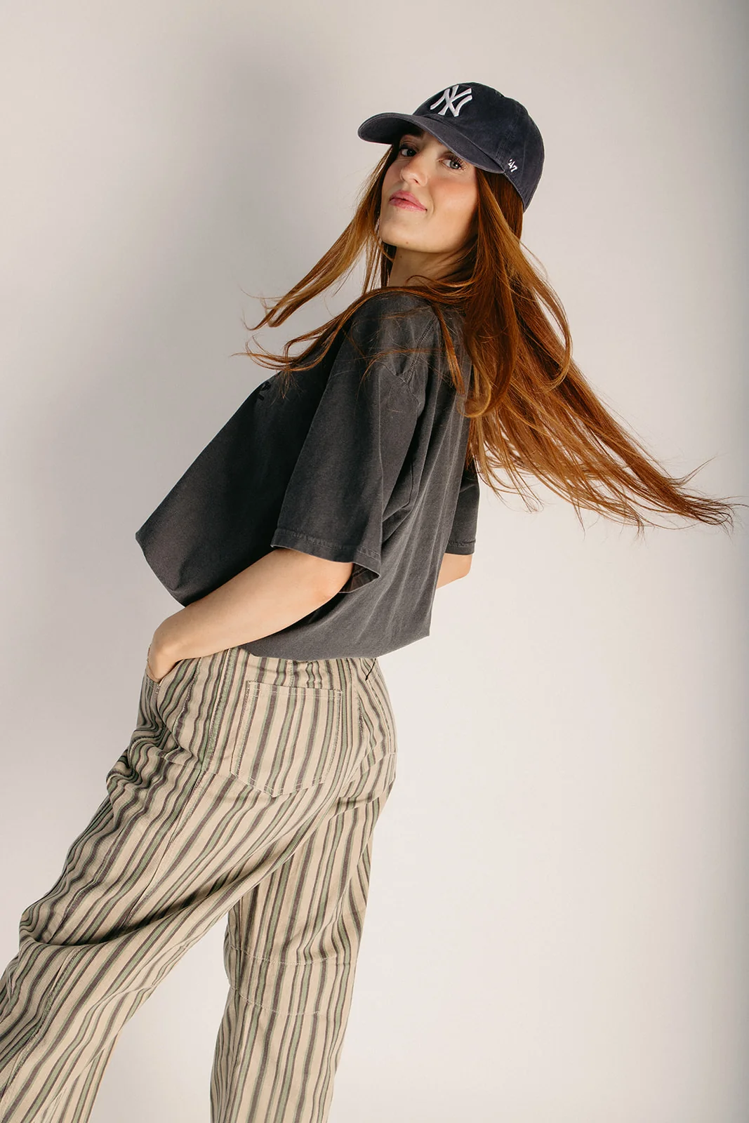 The Waymon Striped Barrel Pant in Green Multi - Image 5